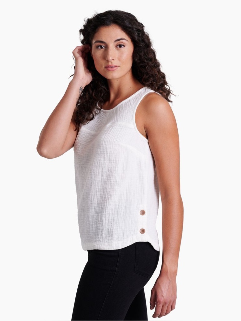 Kuhl Klover Cotton Gauze Tank in White - Picture 3 of 9